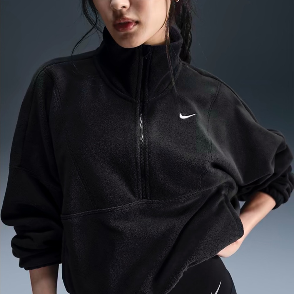 NWT Nike Oversized Black Fleece 1/2 Zip Sweatshirt